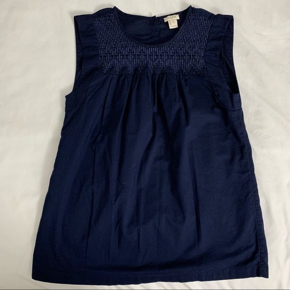 J. Crew—Navy Embroidered Windowpane Sleeveless Top/Tank—Size 0 - Picture 6 of 10